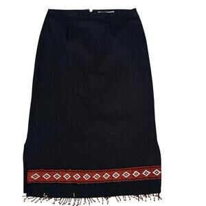 The Last Best Place Catalog Black Cotton Blend Fringe Bottom Skirt Size M